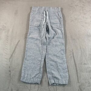 Athleta Stiped 100% Linen Pants Women 4 (28x28) Blue Straight Leg Travel Active